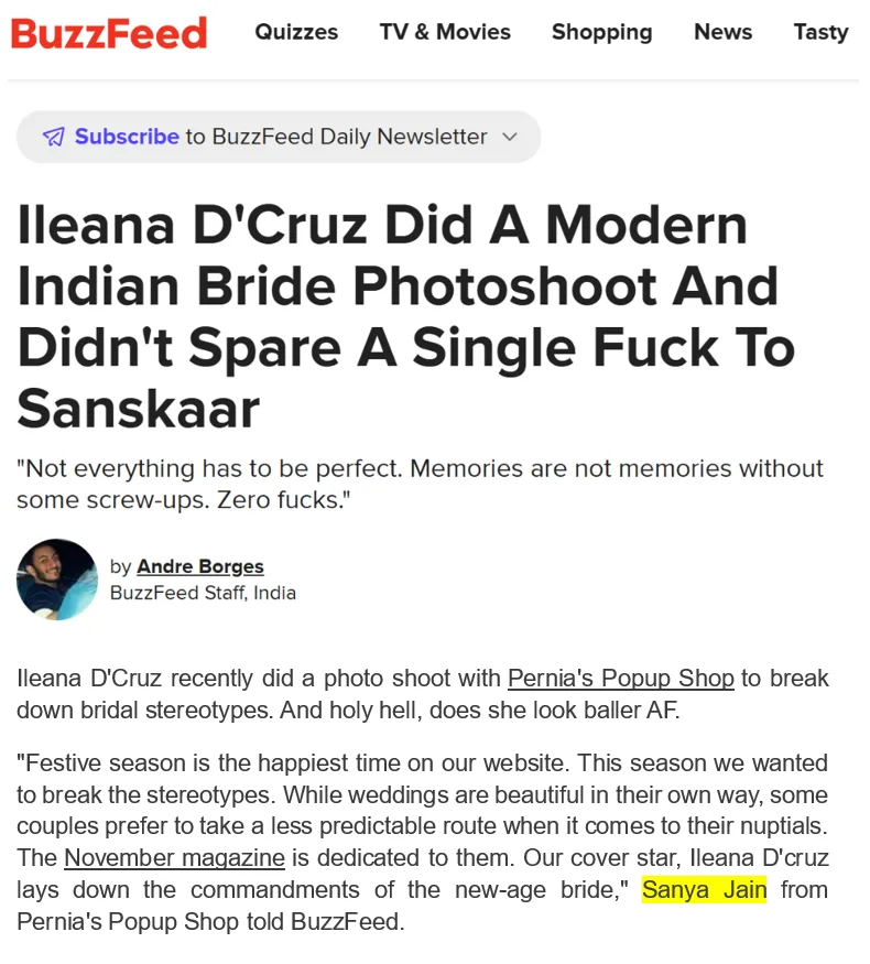 BuzzFeed article screenshot